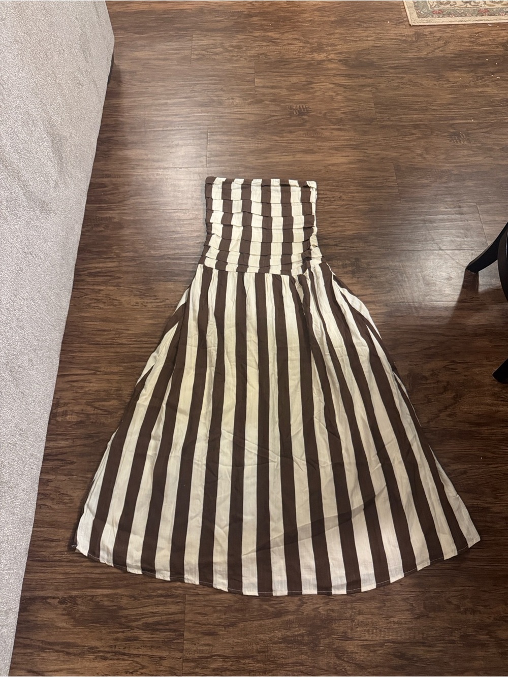 Tuckernuck Brown and Cream Strapless A-Line Maxi Dress